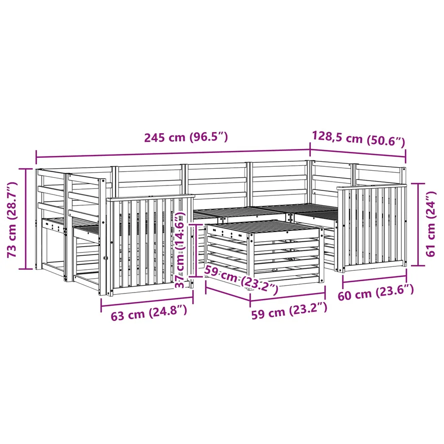 Ensemble de canapés d'extérieur 7 pcs Naturel - 10