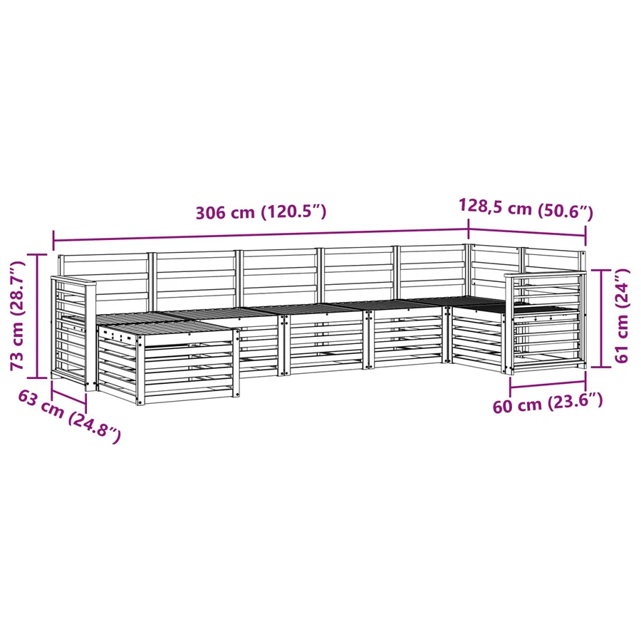 Ensembles de canapés 7 pcs Naturel Bois d'Acacia Massif - 8