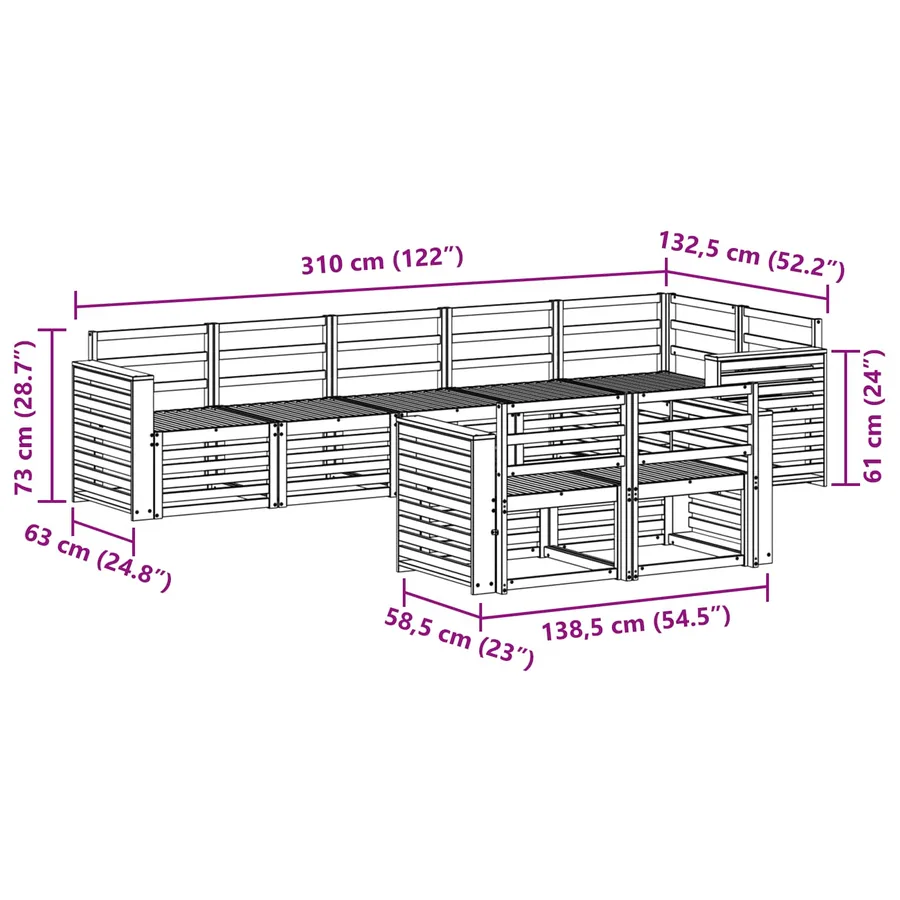 Ensembles de canapés 8 pcs Naturel Bois d'Acacia Massif - 8