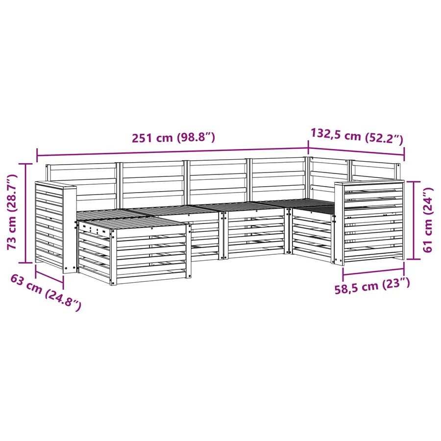 Ensemble de canapé d'angle 6 pcs Naturel Bois d'Acacia Massif - 9