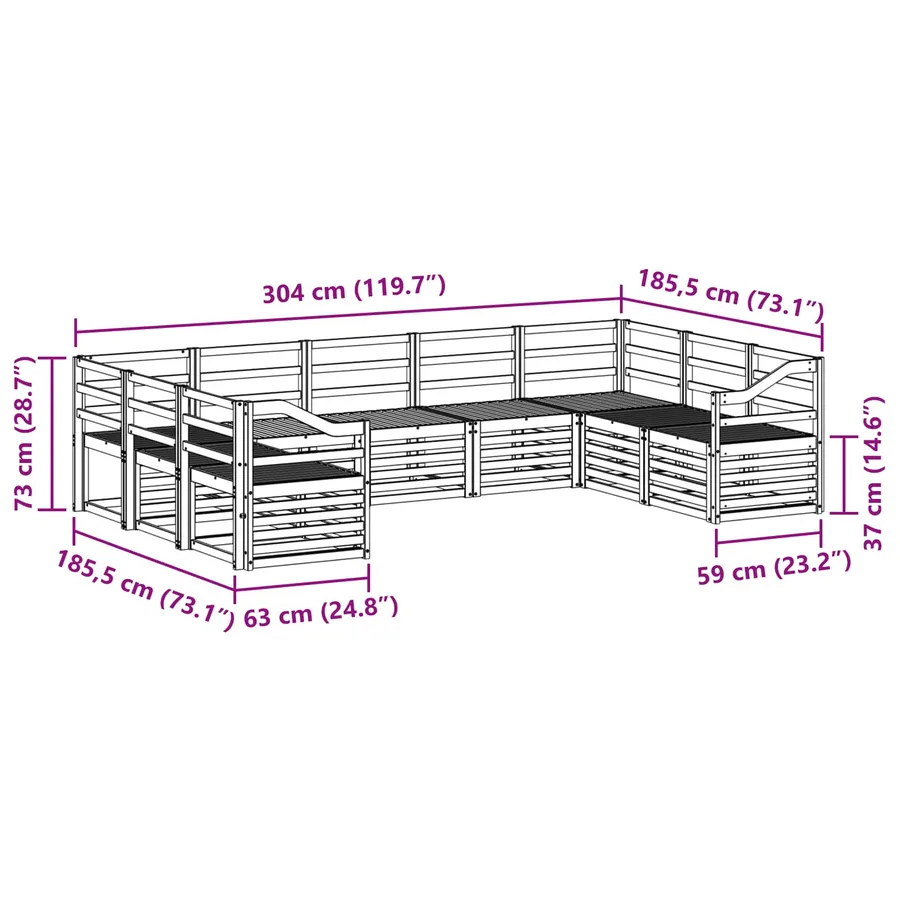 Ensemble de canapé d'angle 9 pcs Naturel - 8
