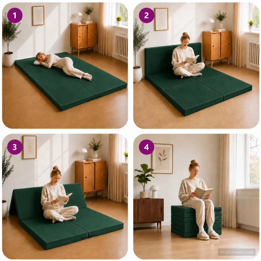 Canapé-lit pliable 140 x 67 x 45 cm Vert foncé - 9