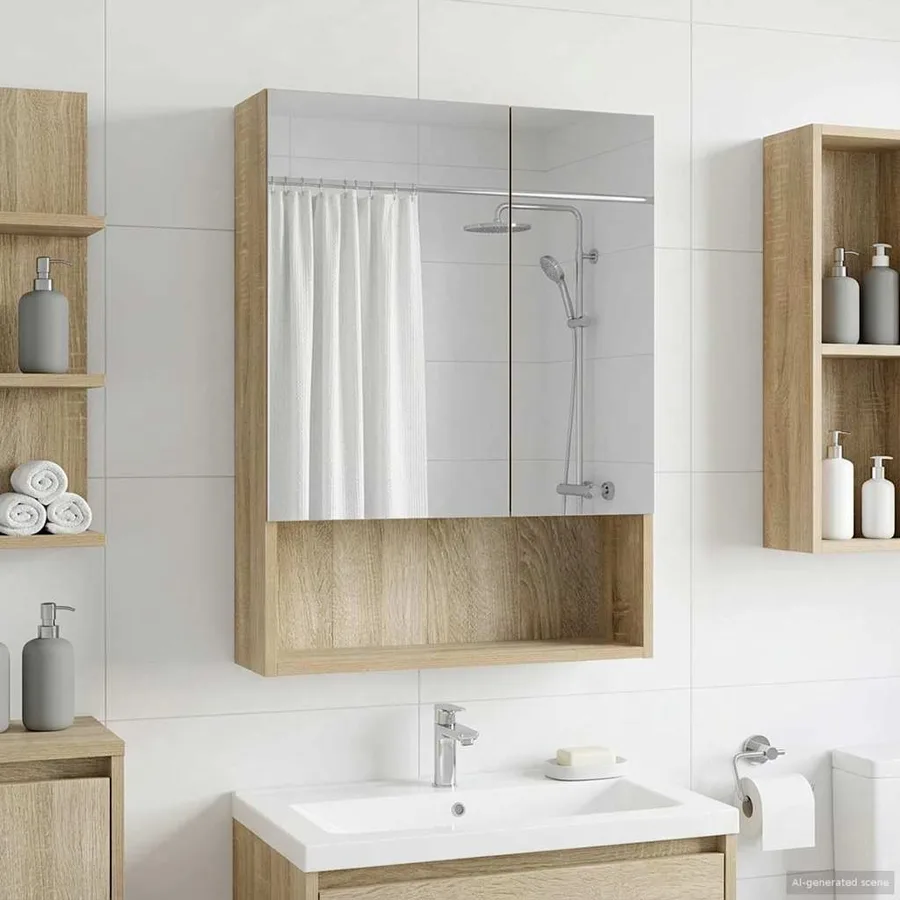 Armoire Miroir de Salle de Bain Chêne Sonoma 50 x 14,5 x 70 cm - 4