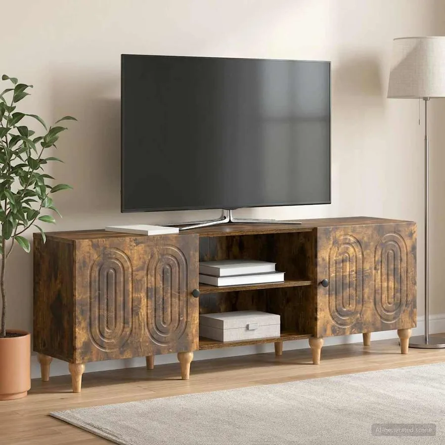 Meuble TV Chêne fumé 150 x 31 x 50 cm Bois d'ingénierie - 4