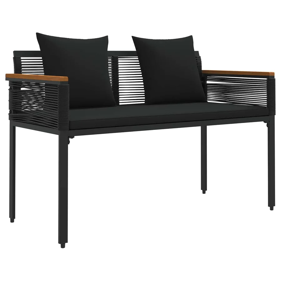 Banc extérieur avec coussin Noir 117 x 54 x 74.5 cm polyrotin - 2