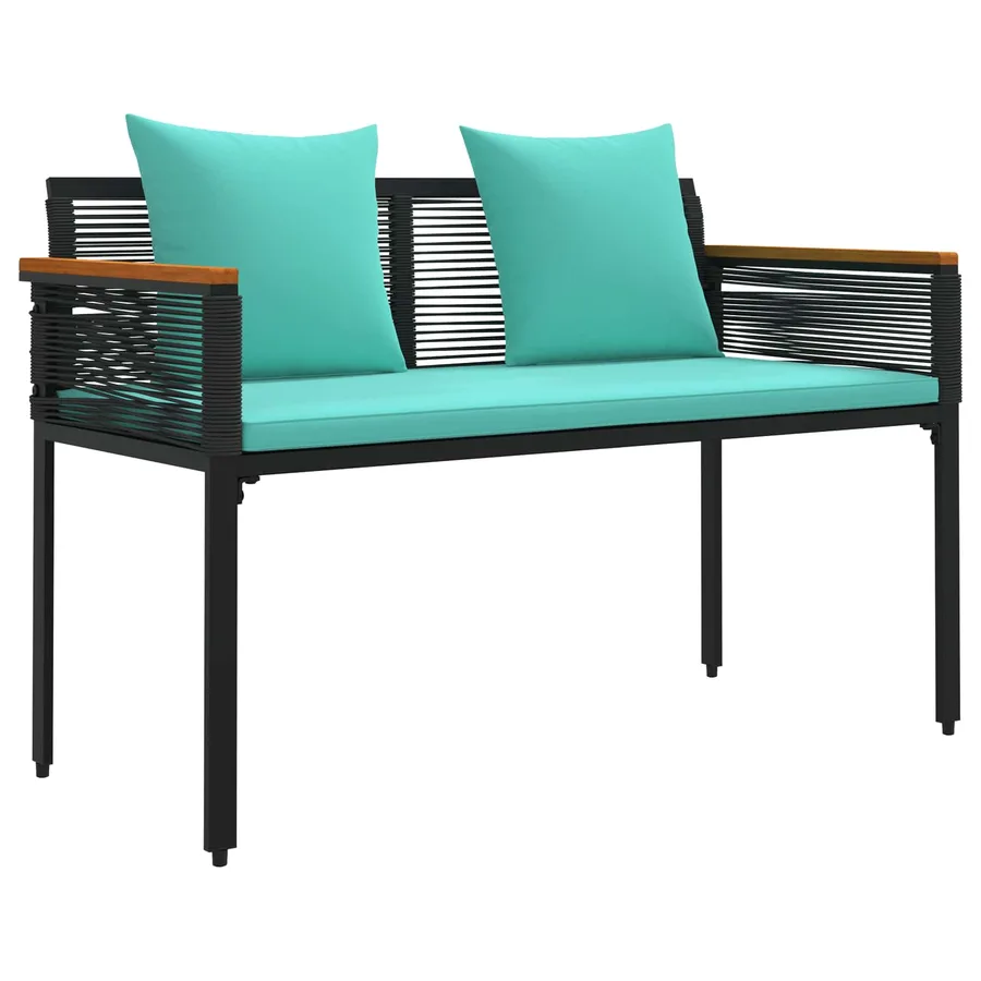 Banc extérieur Noir et turquoise 117 x 54 x 74.5 cm polyrotin - 2