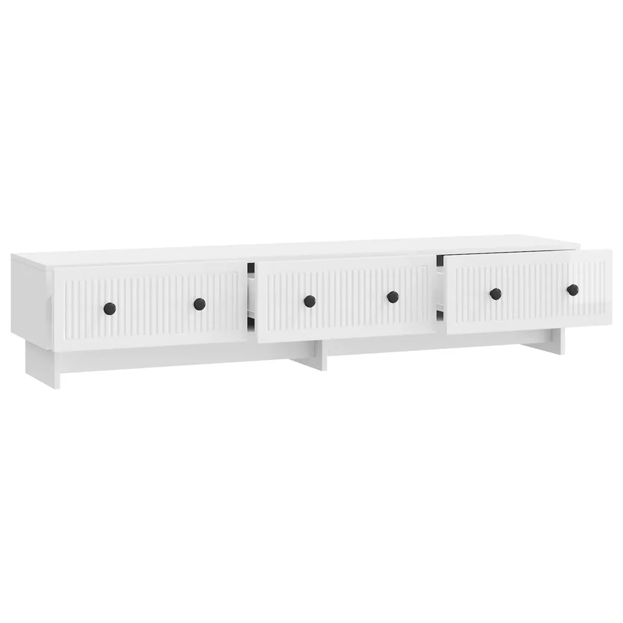 Meuble TV Blanc brillant 147 x 34,5 x 30 cm Bois d'ingénierie - 5