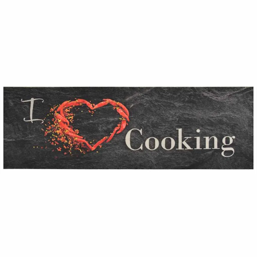 Tapis de cuisine lavable impression cuisine noir 60x180 cm - 2