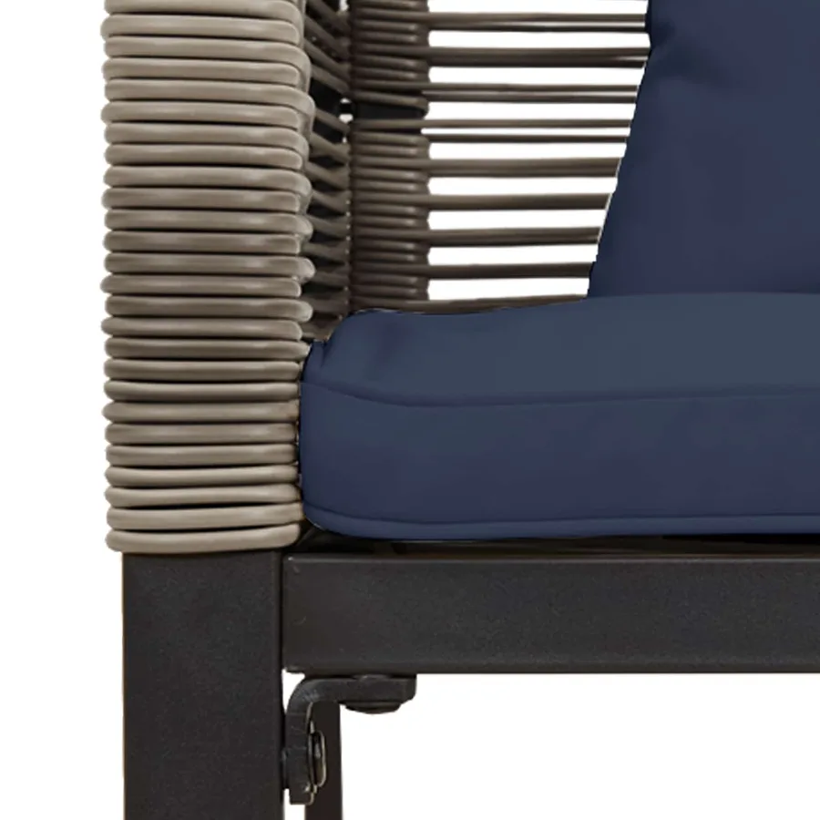 Ensemble de meubles d'extérieur Gris et bleu marine polyrotin - 10