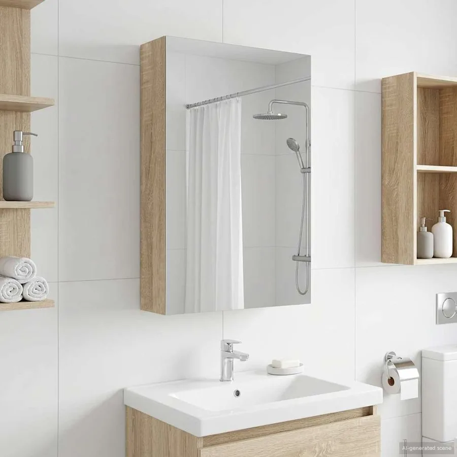 Armoire Miroir de Salle de Bain Chêne Sonoma 30 x 10,5 x 50 cm - 4