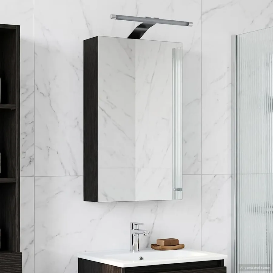 Armoire Miroir de Salle de Bain Chêne noir 30 x 10,5 x 50 cm - 4