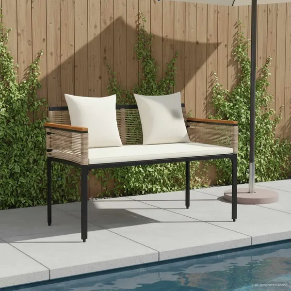 Banc extérieur Beige et blanc crème 117 x 54 x 74.5 cm