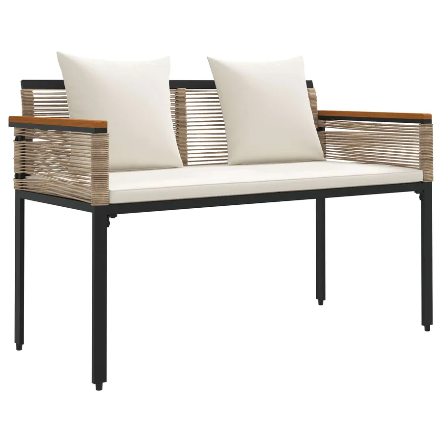 Banc extérieur Beige et blanc crème 117 x 54 x 74.5 cm - 2