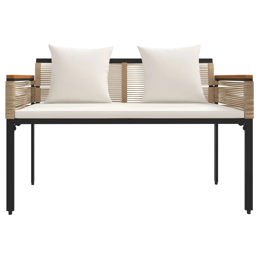 Banc extérieur Beige et blanc crème 117 x 54 x 74.5 cm - 5