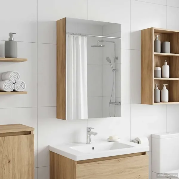 Armoire Miroir de Salle de Bain Chêne artisan 30 x 10,5 x 50 cm