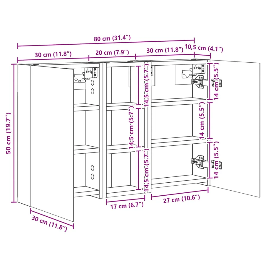 Ensemble de Meubles de Salle de Bain 3 pc 80 x 10,5 x 50 cm - 12