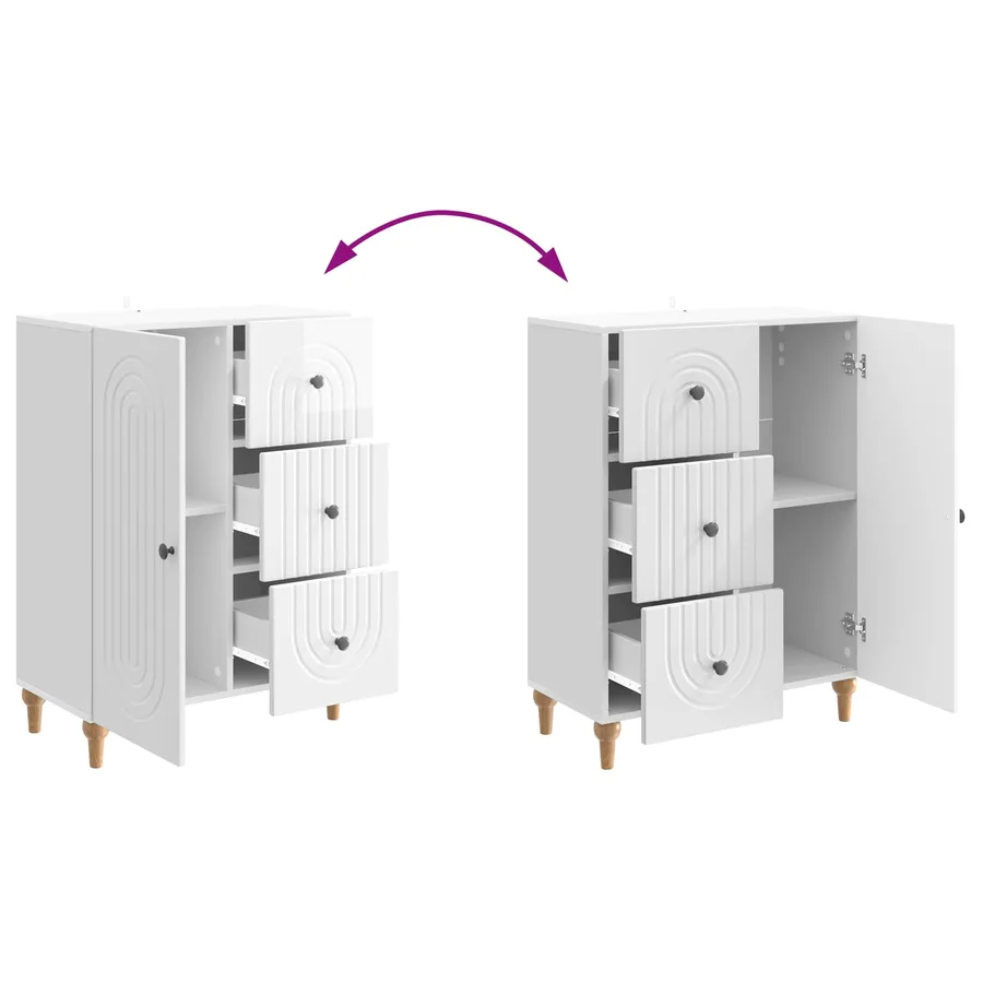 Buffet Blanc brillant 66 x 34,5 x 90 cm Bois d'ingénierie - 8