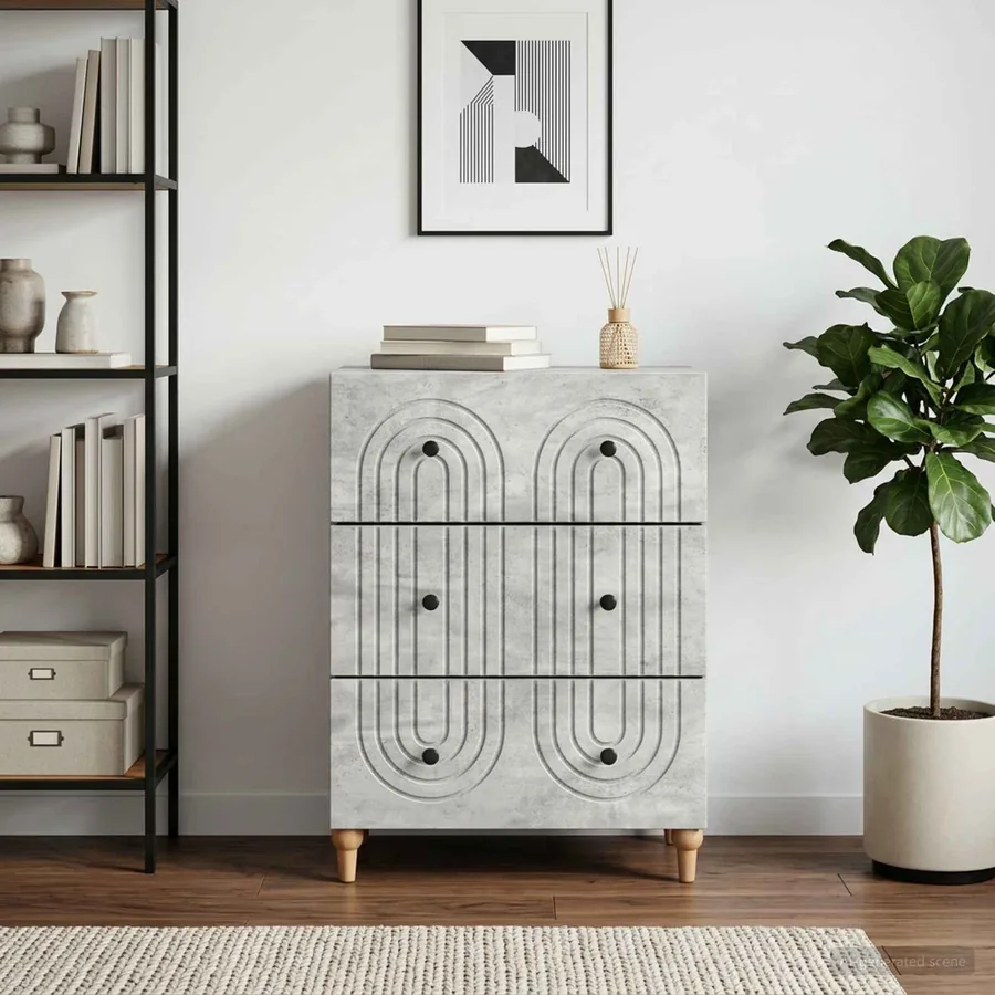 Armoire à tiroirs Gris béton 66 x 34,5 x 90 cm