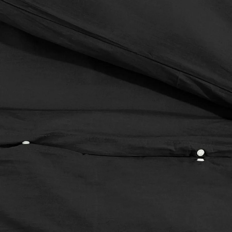 Ensemble de housse de couette Noir 155x220 cm Coton - 8