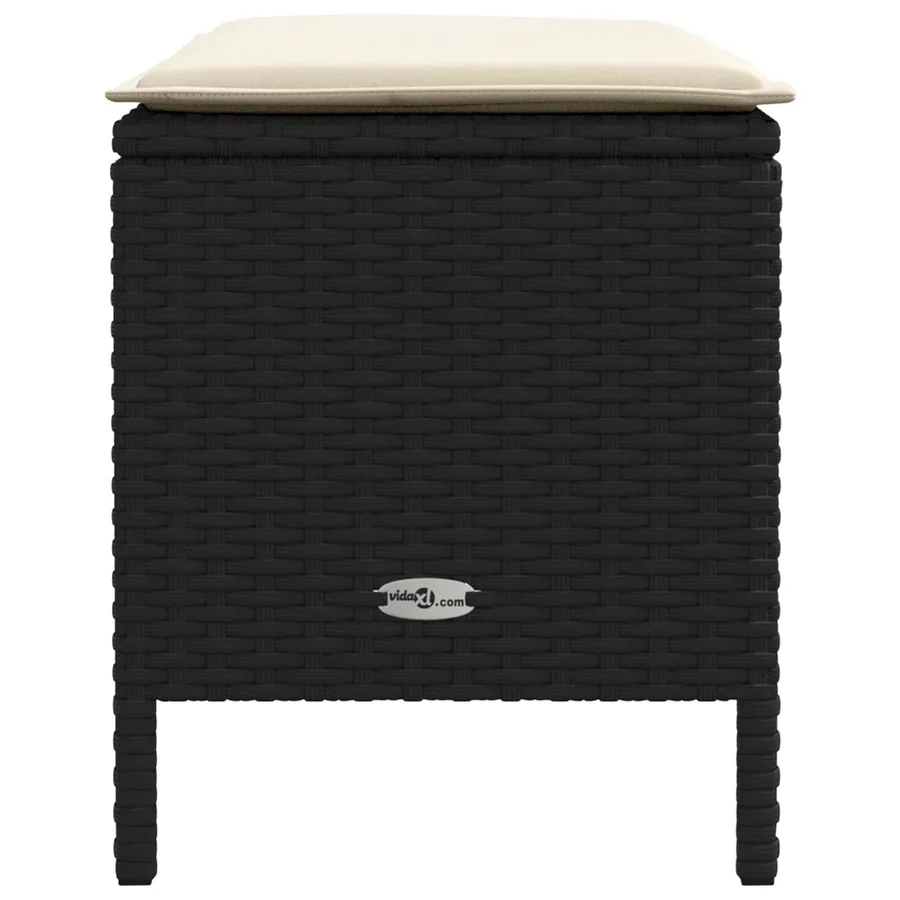 Pouf de Jardin Noir et Crème 80 x 38 x 45 cm Rotin PE - 5