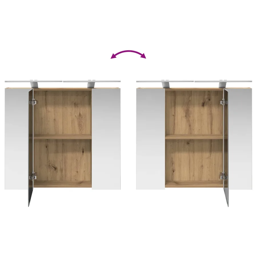 Armoire Miroir de Salle de Bain Chêne artisan 80 x 14.5 x 70 cm - 12