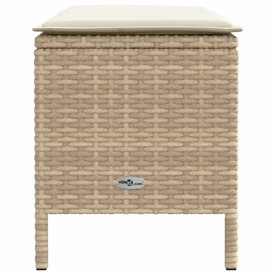 Pouf de Jardin Beige et crème 80 x 38 x 42 cm Rotin PE - 5