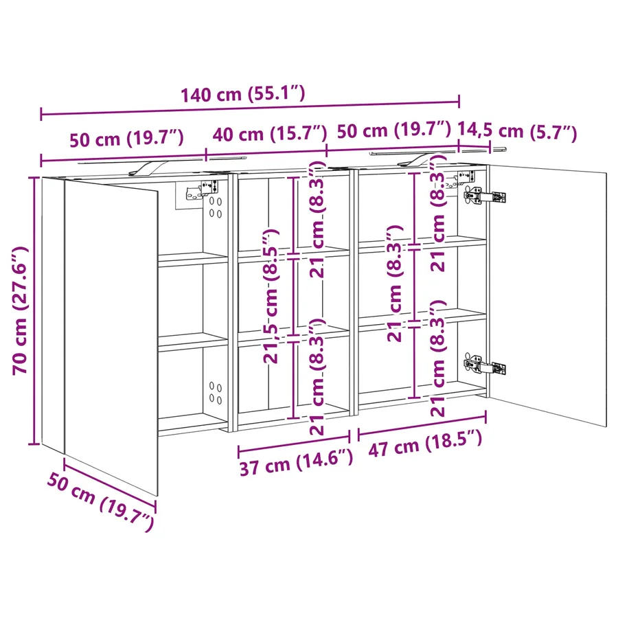 Ensemble de Meubles de Salle de Bain 3 pcs 140 x 14,5 x 70 cm - 13