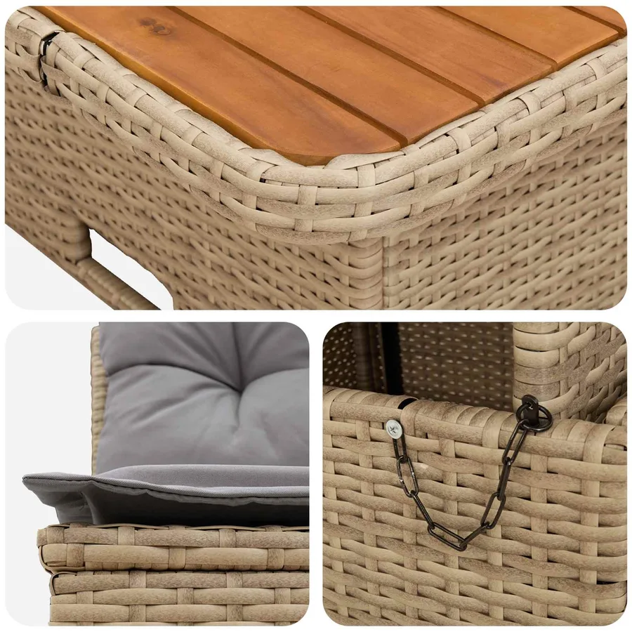 2 Pièce Canapé du milieu de jardin avec table relevable - 10