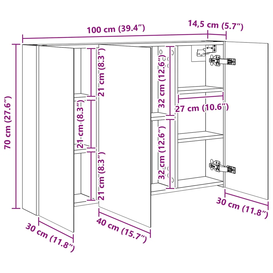Armoire Miroir de Salle de Bain Chêne artisan - 11