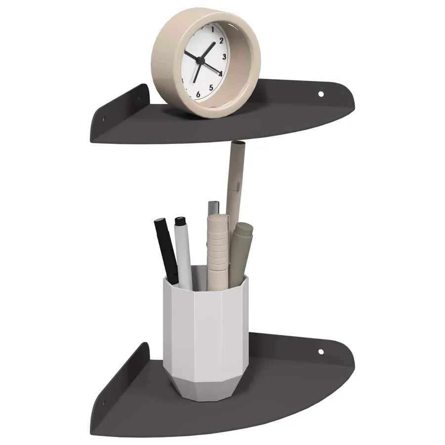 Étagère flottante avec étagère 2 pcs Noir 18 x 18 x 2 cm - 3