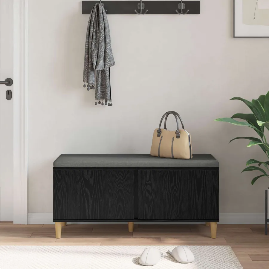Banc d'entrée avec coussin Chêne Noir 100 x 38 x 46 cm - 4