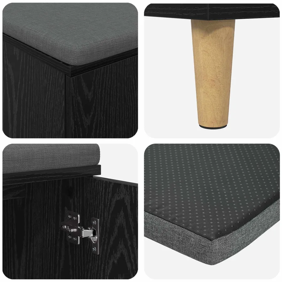 Banc d'entrée avec coussin Chêne Noir 100 x 38 x 46 cm - 9