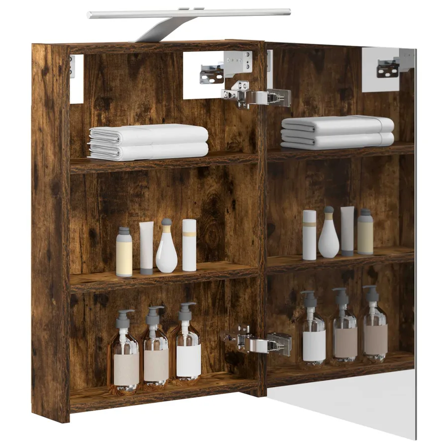 Armoire Miroir de Salle de Bain Chêne fumé 40 x 10,5 x 60,5 cm - 3