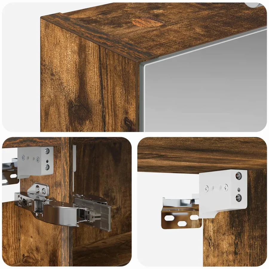 Armoire Miroir de Salle de Bain Chêne fumé 40 x 10,5 x 60,5 cm - 8