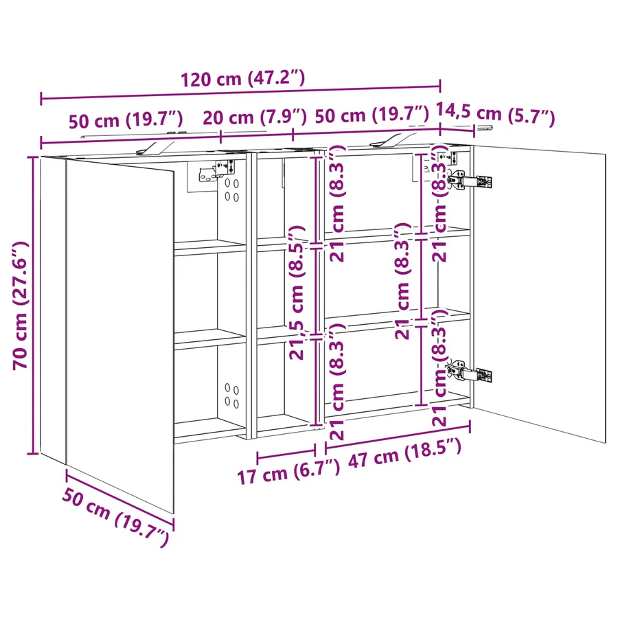 Ensemble de Meubles de Salle de Bain 3 pc 120 x 14,5 x 70 cm - 13