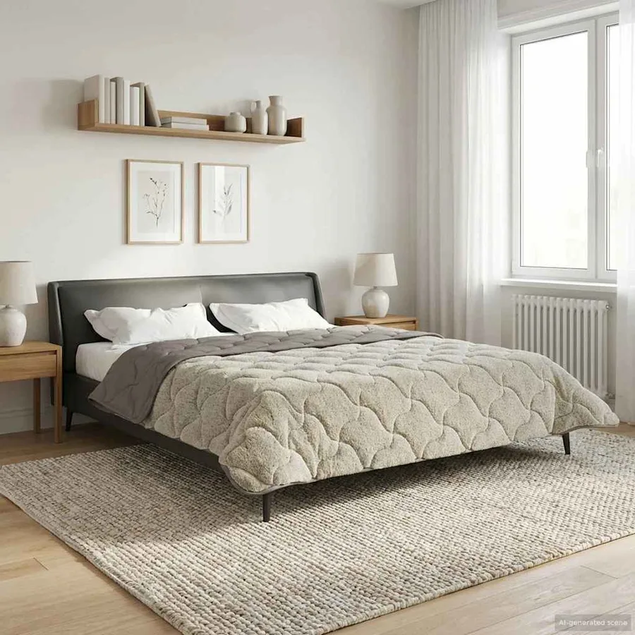 Duvet d'été simple Matelassé Gris clair 200 x 200 cm - 4