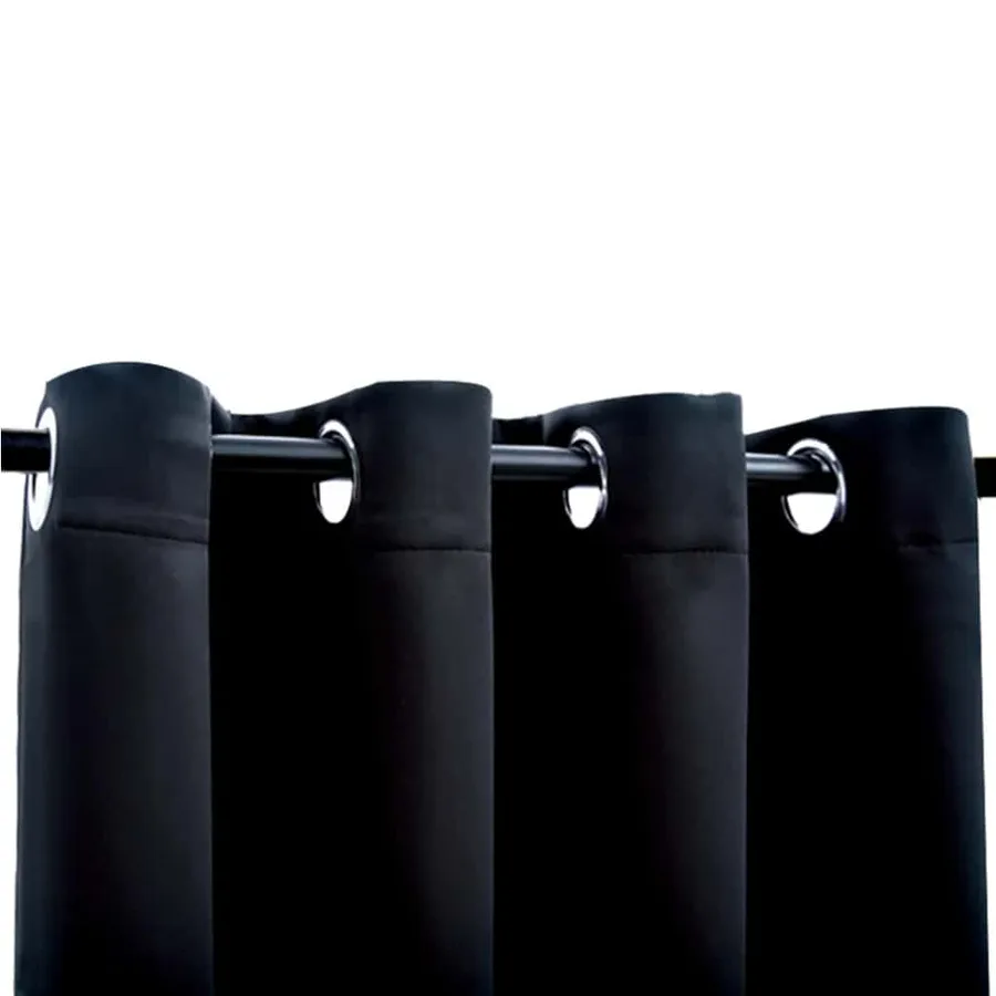 Rideaux occultants avec anneaux en métal 2 pcs Noir 140x245 cm - 4