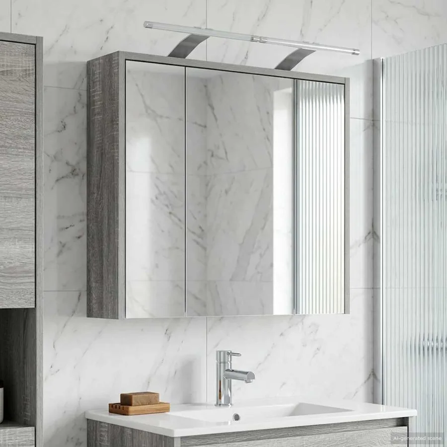 Armoire Miroir de Salle de Bain Gris Sonoma 63,5 x 16 x 62,5 cm - 4