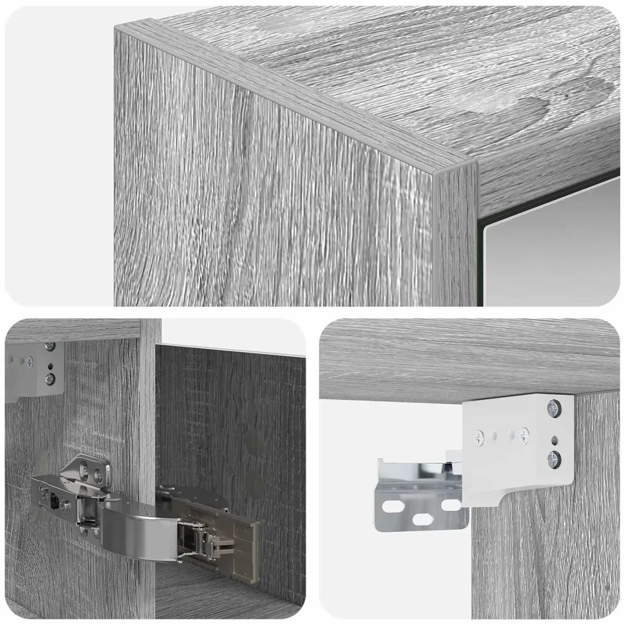 Armoire Miroir de Salle de Bain Gris Sonoma 63,5 x 16 x 62,5 cm - 8