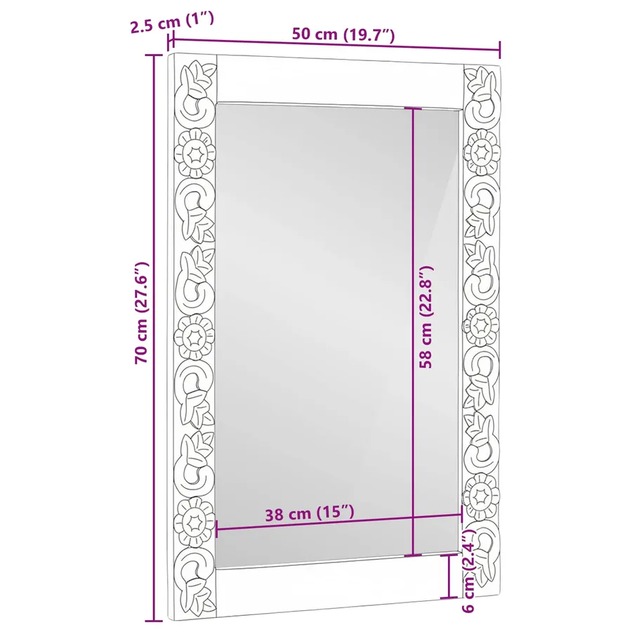 Miroir mural Brun Noyé 70 x 50 cm Bois d'ingénierie et verre - 10