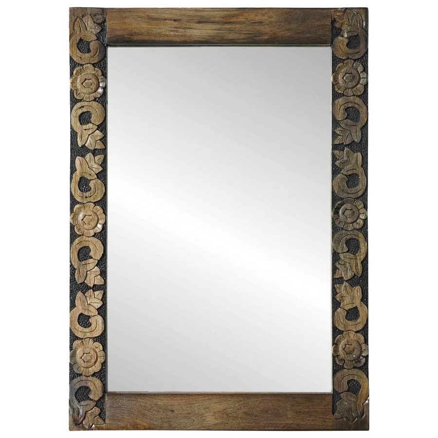 Miroir mural Brun Noyé 70 x 50 cm Bois d'ingénierie et verre - 2