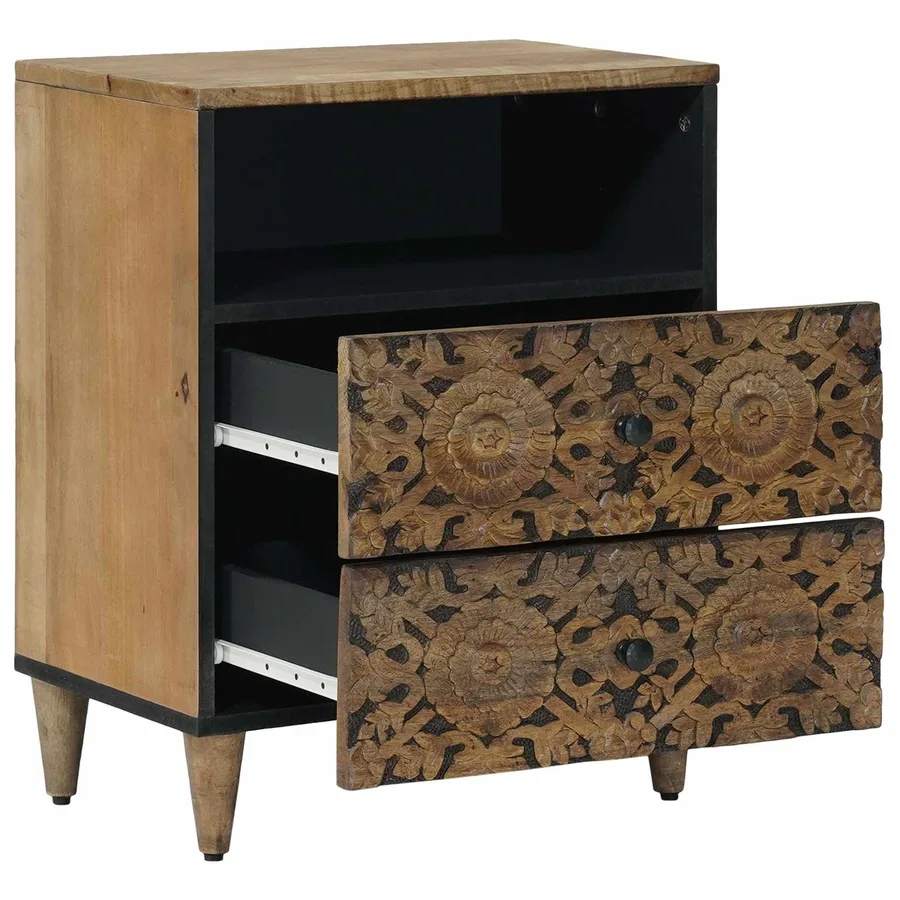 Armoire de lit Marron 50 x 33 x 60 cm Bois de mangue massif - 2