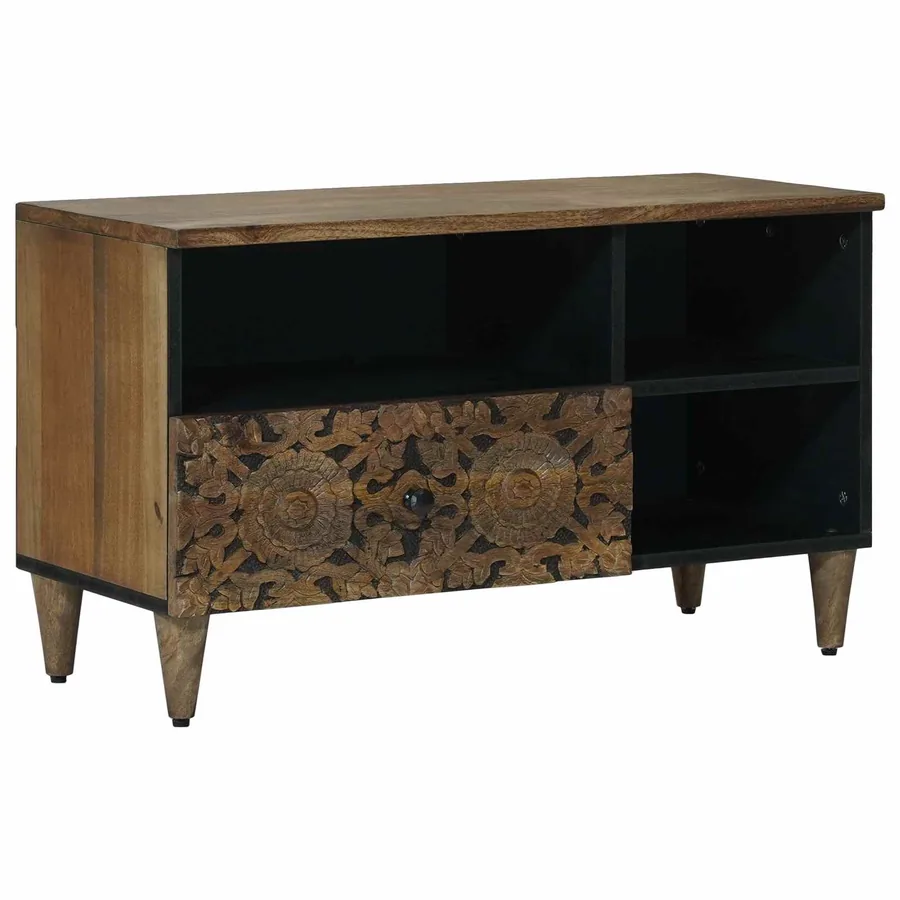 Meuble TV Marron 80 x 33,5 x 46 cm Bois de mangue massif