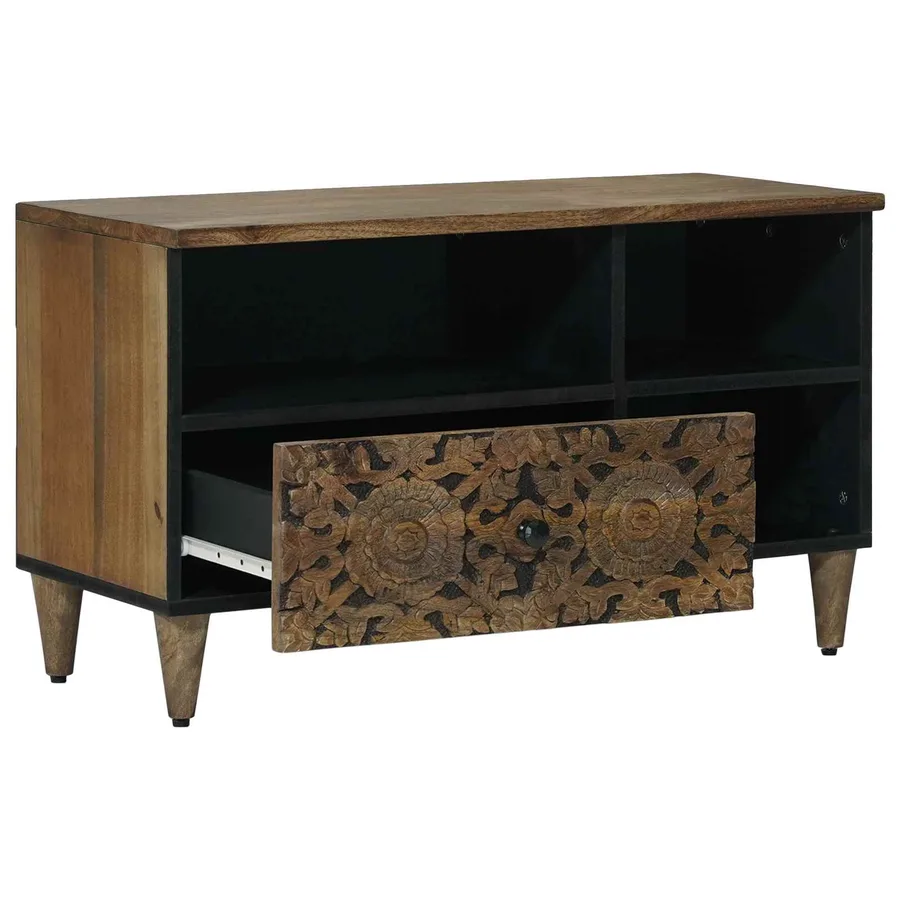 Meuble TV Marron 80 x 33,5 x 46 cm Bois de mangue massif - 2