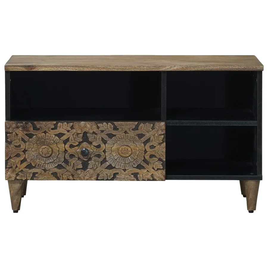 Meuble TV Marron 80 x 33,5 x 46 cm Bois de mangue massif - 3