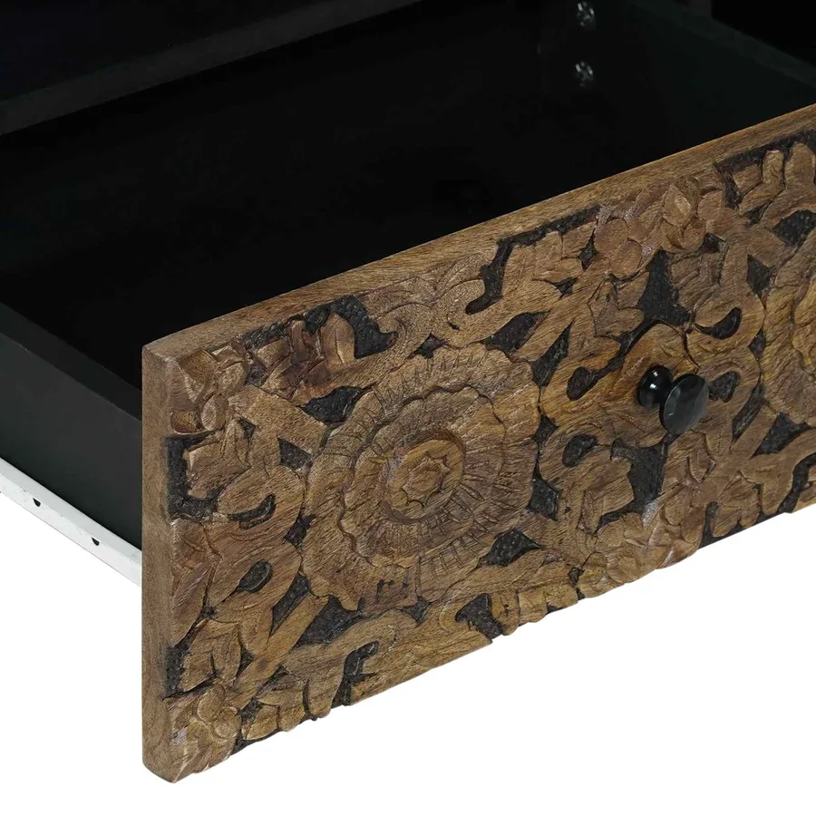 Meuble TV Marron 80 x 33,5 x 46 cm Bois de mangue massif - 7