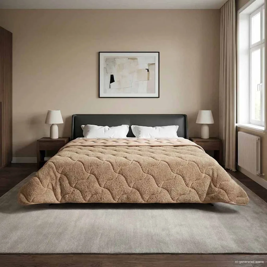 Duvet d'hiver Taupe 200 x 200 cm Microfibre et polaire Teddy