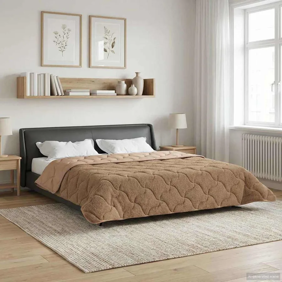 Duvet d'hiver Taupe 200 x 200 cm Microfibre et polaire Teddy - 4