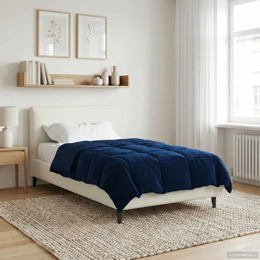 Duvet d'été simple Matelassé Bleu foncé 135 x 200 cm Microfibre - 4