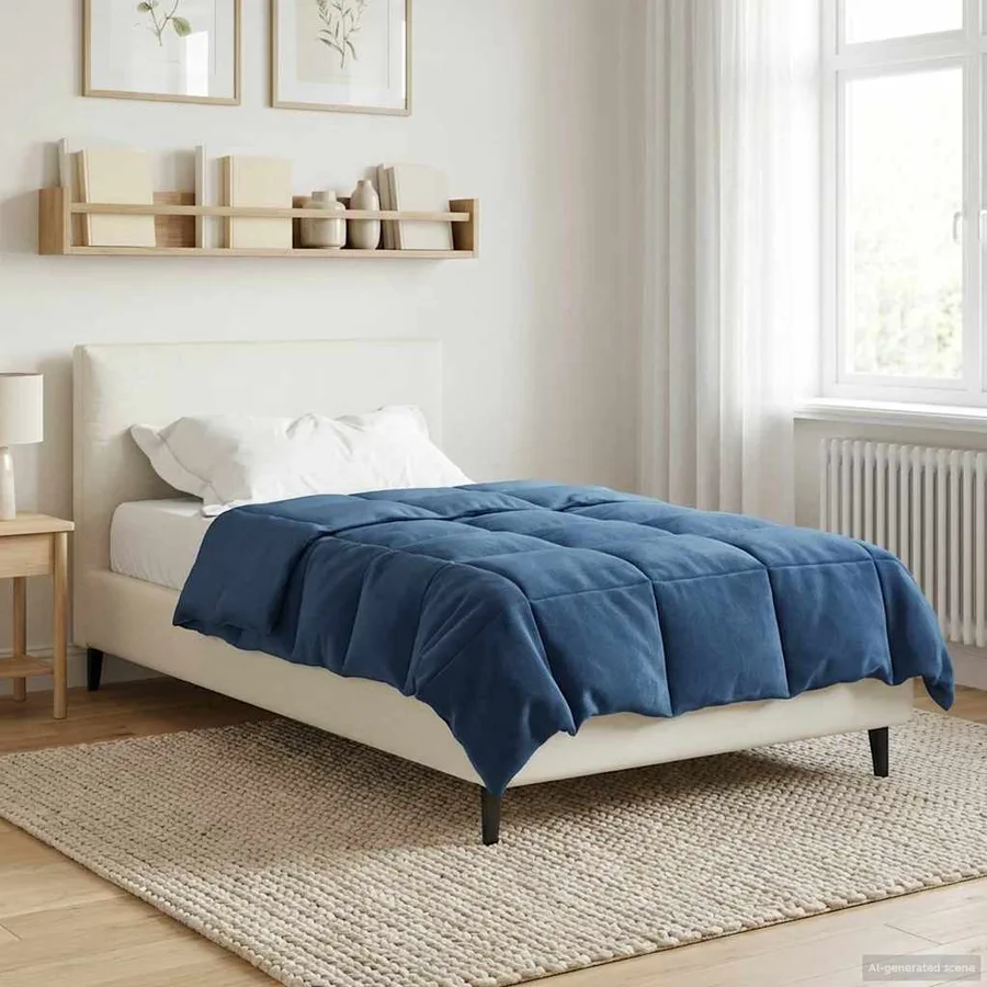 Duvet complet toute l'année Bleu foncé 135 x 200 cm Microfibre - 4